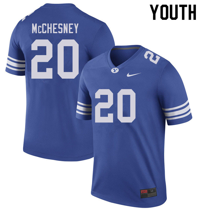 Youth #20 Austin McChesney BYU Cougars College Football Jerseys Sale-Royal - Click Image to Close